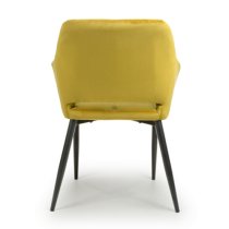 Narva Lime Gold Velvet Dining Chairs With Black Legs In Pair