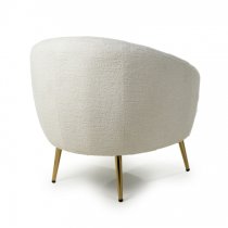 Liege Fabric Tub Chair With Gold Legs In Vanilla White