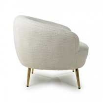 Liege Fabric Tub Chair With Gold Legs In Vanilla White