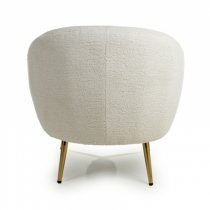 Liege Fabric Tub Chair With Gold Legs In Vanilla White