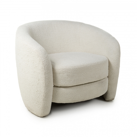 Petah Boucle Fabric Tub Chair In White Vanilla