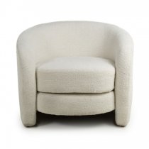 Petah Boucle Fabric Tub Chair In White Vanilla