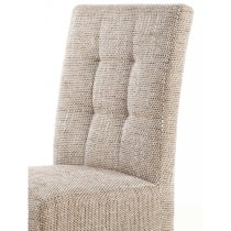 Mendoza Oatmeal Fabric Dining Chairs With Walnut Legs In Pair