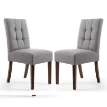 Mendoza Steel Grey Fabric Dining Chairs With Walnut Legs In Pair