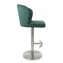 Solvo Velvet Bar Stool With Chrome Base In Green