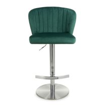 Solvo Velvet Bar Stool With Chrome Base In Green