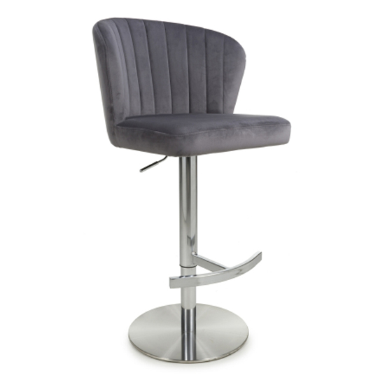 Salvo Brushed Velvet Bar Stool In Grey