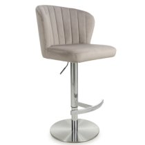 Solvo Velvet Bar Stool With Chrome Base In Mink