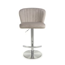 Solvo Velvet Bar Stool With Chrome Base In Mink