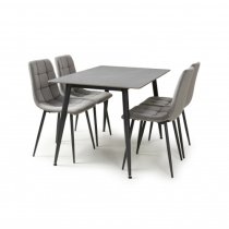 Modico 1.2m Grey Ceramic Dining Table With 4 Massa Grey Chairs