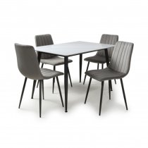 Modico 1.2m White Ceramic Dining Table 4 Leuven Grey Chairs