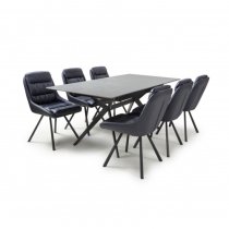 Tarsus Grey Ceramic Extending Dining Table 6 Addis Blue Chairs