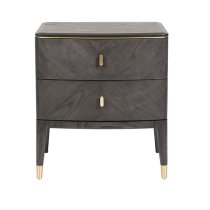 Dileta Wooden Bedside Cabinet With 2 Drawers In Brown