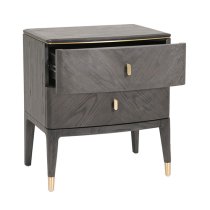 Dileta Wooden Bedside Cabinet With 2 Drawers In Brown