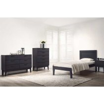 Lanus Wooden Single Bed In Dark Grey