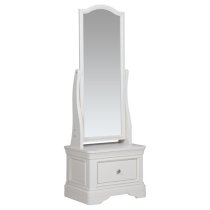 Macon Wooden Cheval Mirror With 1 Drawers In White