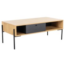 Malibu Wooden Coffee Table With 1 Drawer In Natural Oak