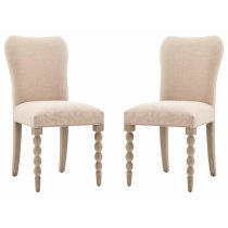 Arta Natural Fabric Dining Chairs In Pair