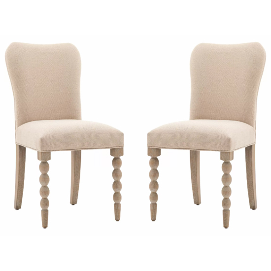 Arta Natural Fabric Dining Chairs In Pair