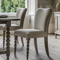 Arta Natural Fabric Dining Chairs In Pair