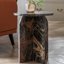 Akron Marble Side Table Round In Ember