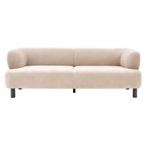 Arica Fabric 3 Seater Sofa With Oak Legs In Cream