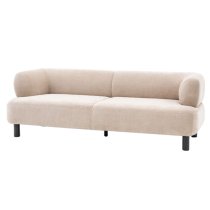 Arica Fabric 3 Seater Sofa With Oak Legs In Cream