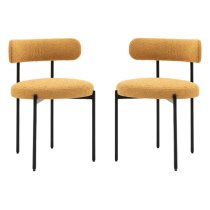 Arras Ochre Fabric Dining Chairs In Pair