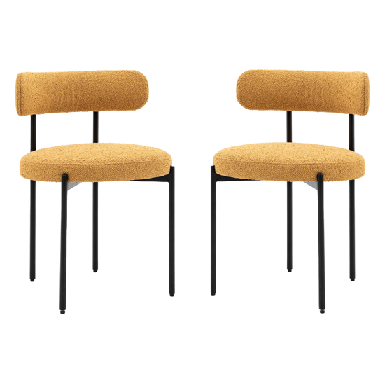 Arras Ochre Fabric Dining Chairs In Pair