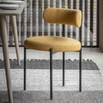 Arras Ochre Fabric Dining Chairs In Pair