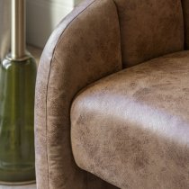 Ascoli Faux Leather Tub Chair In Tan And Oak