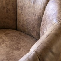 Ascoli Faux Leather Tub Chair In Tan And Oak