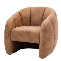 Ascoli Faux Leather Tub Chair In Tan And Oak