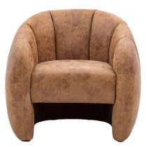 Ascoli Faux Leather Tub Chair In Tan And Oak