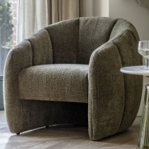 Ascoli Faux Leather Tub Chair In Moss Green