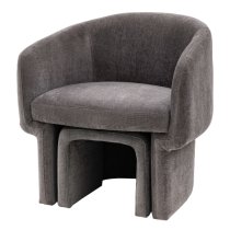 Augusta Fabric Armchair With Foot Stools In Blue