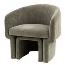 Augusta Fabric Armchair With Foot Stools In Grey