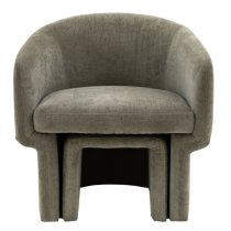 Augusta Fabric Armchair With Foot Stools In Grey