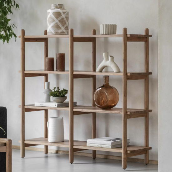 Captiva Acacia Wood Open Display Shelving Unit In Natural