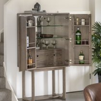 Cairo Wooden Drinks Cabinet With 2 Doors In Smoked Oak