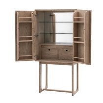 Cairo Wooden Drinks Cabinet With 2 Doors In Smoked Oak