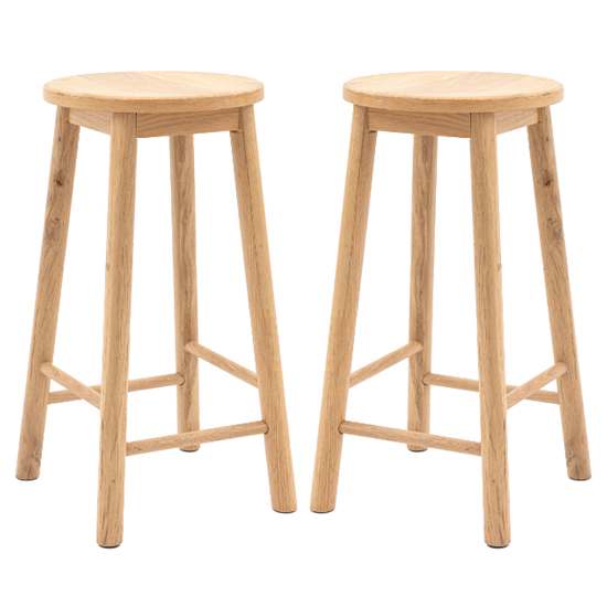 Hervey Natural Wooden Bar Stools In Pair