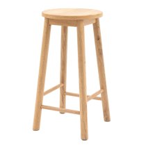 Hervey Natural Wooden Bar Stools In Pair