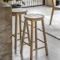 Hervey Natural Wooden Bar Stools In Pair