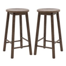 Hervey Smoked Oak Wooden Bar Stools In Pair