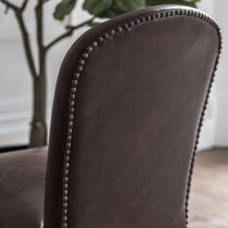 Hyeres Antique Brown Leather Dining Chairs With Oak Legs In Pair