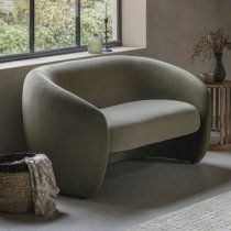 Calvi Fabric 2 Seater Sofa In Moss Green