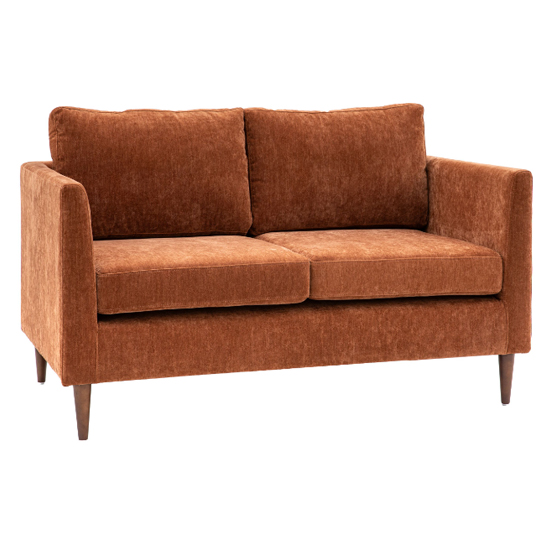 Girona Fabric 2 Seater Sofa With Oak Legs In Rust