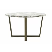 Larnaca Wooden Coffee Table Round In Green Faux Marble Effect