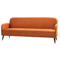 Harare Fabric 3 Seater Sofa Bed With Black Legs In Rust